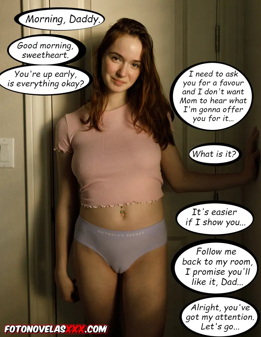 stepdaughter enters her room in her underwear